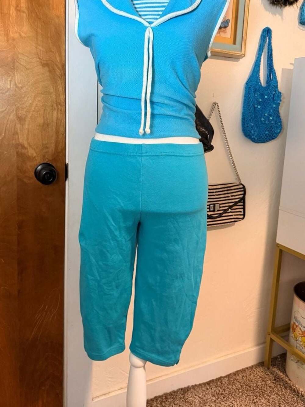 Y2K Ashley Blue Turquoise Capri Leggings